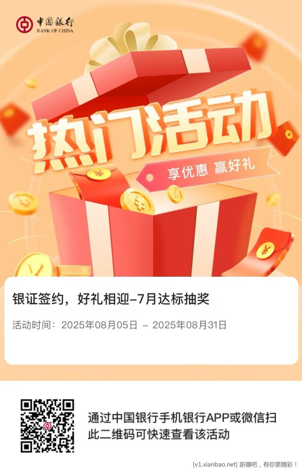 中行银证可以抽奖了