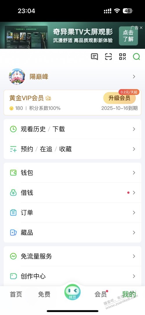 爱奇艺两个月会员（移动）