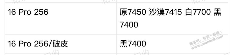 16Pro 256白今天回款价7700